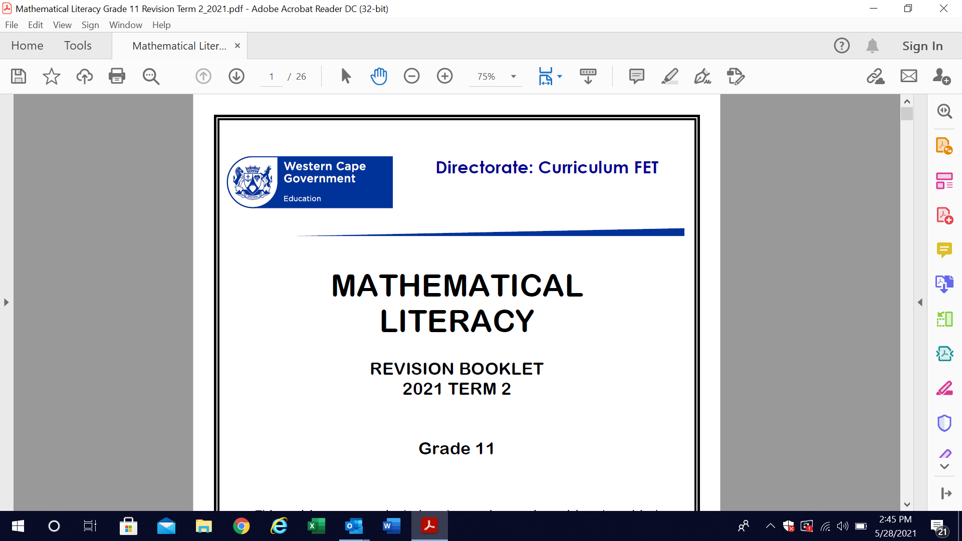 mathematical literacy grade 11 assignment pdf term